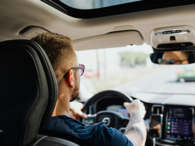Man driving a car