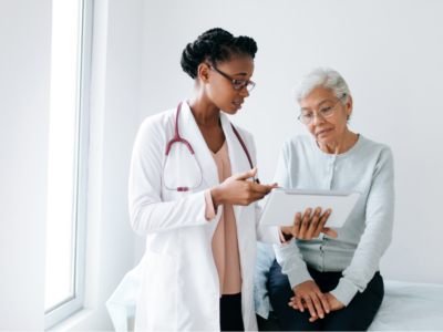 Doctor speaking with her patient