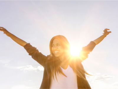 Happy woman enjoying the sun