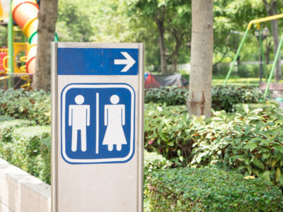 Bathroom sign in park