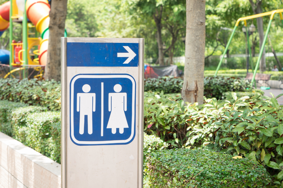 Bathroom sign in park